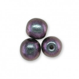 Lilac-blu two-tone metallic 6mm round glass beads - Retail system
