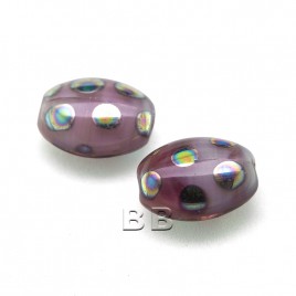 Lilac Blush Mixed Glass Peacock Beetle 7x9mm Pressed Czech Glass Bead - Retail system
