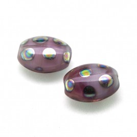 Lilac Blush Mixed Glass Peacock Beetle 7x9mm Pressed Czech Glass Bead