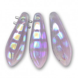 Lilac Mixed Glass peacock square spotted 2-Hole 5x16mm dagger bead, glass shaped drops. Fierce fun!