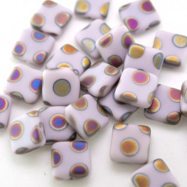 Lilac Peacock Matt 10x10mm Square pressed glass bead