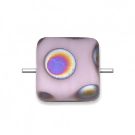 Lilac Peacock Matt 10x10mm Square pressed glass bead