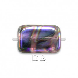 Lilac Peacock Rectangular 12x8mm Pressed Czech Glass Bead - Retail system