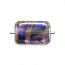 Lilac Peacock Rectangular 12x8mm Pressed Czech Glass Bead