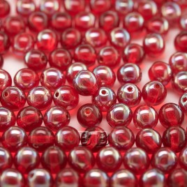 Lollipop Red 6mm round Czech glass druk beads - Retail system