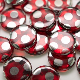 Lollipop Red Peacock Disc 17mm Pressed Czech Glass Bead