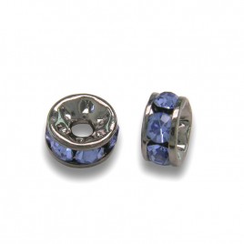 Lt.Sapphire 4.5mm Black Plate Czech Crystal Rhinestone Rondelles