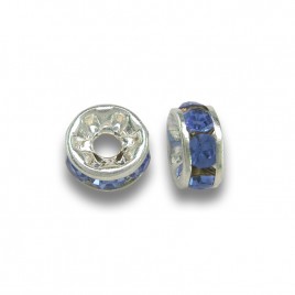 Lt.Sapphire 4.5mm Silver Plate Czech Crystal Rhinestone Rondelle