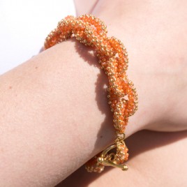 Mini Studio – Golden Orange Bracelet Chain Bead Kit (.925 Silver Gold Finish)