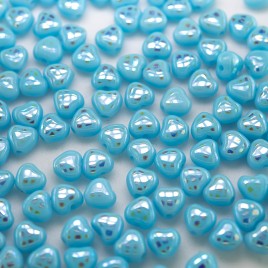 Moderate Blue Peacock Heart 6mm Pressed Czech Glass Bead - Retail system