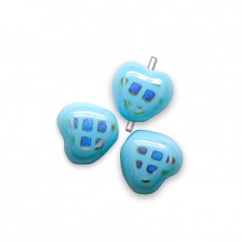 Moderate Blue Peacock Heart 6mm Pressed Czech Glass Bead - Retail system