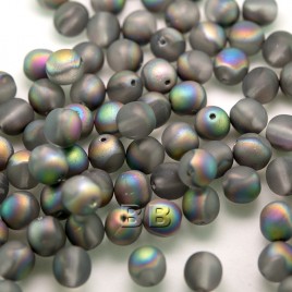 Moonbow Matt 6mm round Czech glass druk beads - Retail system