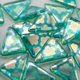 Opal Peacock Triangle 15x19mm Pressed Glass Bead - Retail system
