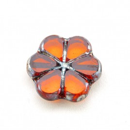 Orange Sun Florice 15mm Table Cut Czech Glass Bead