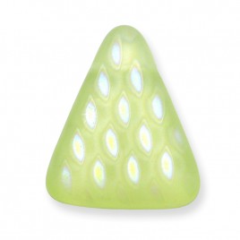 Pale Lime Yellow Peacock Triangle 15x19mm Pressed  Glass Bead - Retail system