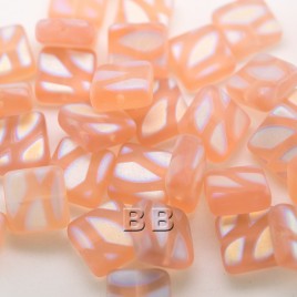 Peach Nectar matt square 10x10mm glass  bead  - Retail system