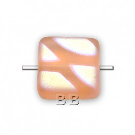 Peach Nectar matt square 10x10mm glass  bead  - Retail system