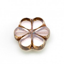 Pink Lotus Florice 15mm Table Cut Czech Glass Bead