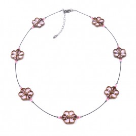 Pink Lotus Florice Necklace &ndash; Sterling Silver (black finish) components.