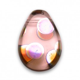Pink Peacock 12x18mm Drop Pressed Czech Glass Bead