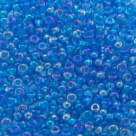 Preciosa Czech glass seed bead 11/0 Dark Aquamarine transparent rainbow