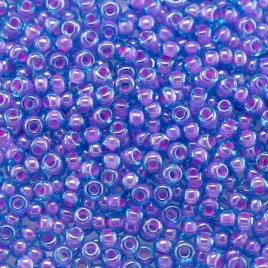 Preciosa 100 Gms Czech glass seed bead 11/0 Pale blue glass with purple lining
