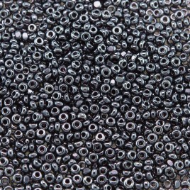 Preciosa Czech glass charlotte seed bead, size 15/0 Hematite coated Metallic