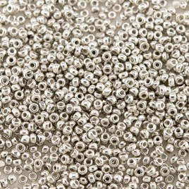 Preciosa Czech glass charlotte seed bead, size 15/0 999 Silver Finish coated Metallic