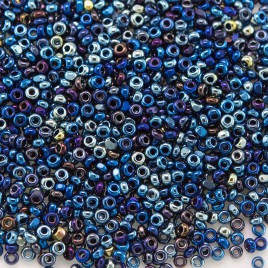 Preciosa Czech glass charlotte seed bead, size 15/0 Aqua Blue Titan coated Metallic