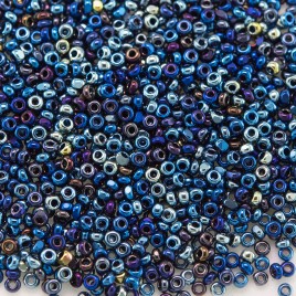 Preciosa Czech glass CHARLOTTE seed bead, size 15/0 Aqua Blue Titan coated Metallic