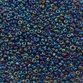 Preciosa Czech glass charlotte seed bead, size 15/0 Blue Iris coated Metallic