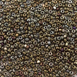 Preciosa Czech glass charlotte seed bead, size 15/0 Bronze Iris coated Metallic