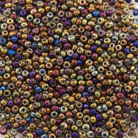 Preciosa Czech glass charlotte seed bead, size 15/0 Bronze Titan coated Metallic