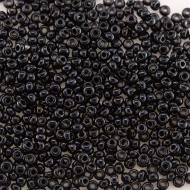 Preciosa Czech glass Charlotte seed bead, size 15/0 Jet Black glass