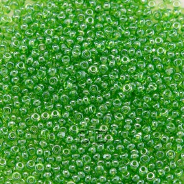 Preciosa Czech glass Charlotte seed bead, size 15/0 Lime Lustred glass