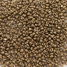 Preciosa Czech glass charlotte seed bead, size 15/0 Rich Gold coated Metallic