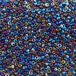 Preciosa Czech glass charlotte seed bead, size 15/0 Starlight Titan coated Metallic