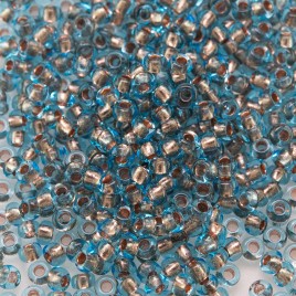 Preciosa Czech glass seed bead 11/0 Aquamarine glass Copper Lined