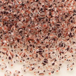 Preciosa Czech glass seed bead 11/0 Clear with red and black stripes