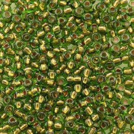 Preciosa Czech glass seed bead 11/0 Lime glass Copper Lined