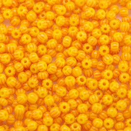 Preciosa Czech glass seed bead 11/0 Opaque yellow with Red pinstripe