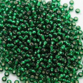 Preciosa Czech glass seed bead 13/0 Emerald silver lined