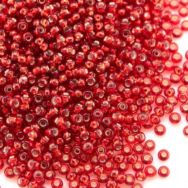 Preciosa Czech glass seed bead 13/0 Light Red silver lined