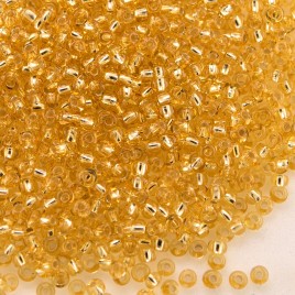 Preciosa Czech glass seed bead 13/0 Light Topaz silver lined