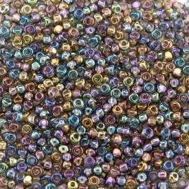 Preciosa Czech glass seed bead 13/0 Rainbow coated grey glass Charlotte