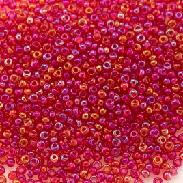 Preciosa Czech glass seed bead 15/0 Light Red/Fuchsia Transparent Rainbow