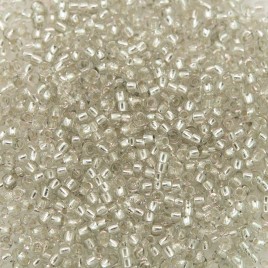 Preciosa Czech glass seed bead 15/0 Light Grey coated, Silver Lined