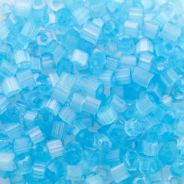 Preciosa Czech glass seed bead, 2-cut, size 9/0 Aquamarine coated