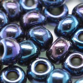 Preciosa Czech glass seed bead 32/0 Blue Iris Metallic coated