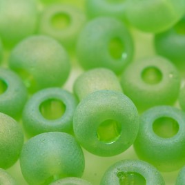 Preciosa Czech glass seed bead 32/0 Lime glass, matt and rainbow